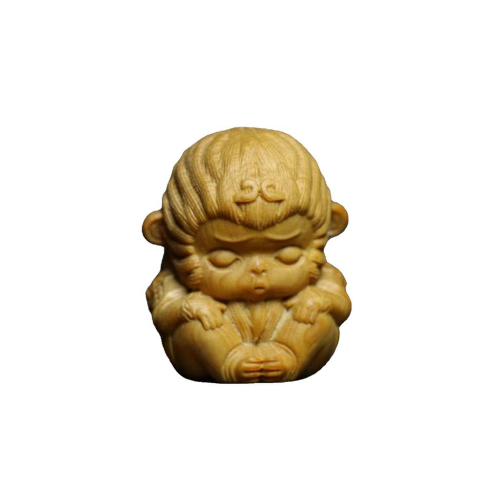 Woodcarving Monkey Mini Ornament Chinese Style Handle Gift Pendant Decoration