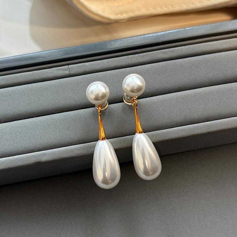 925 sterling silver needle water drop pearl earrings women s high-end design earrings retro temperament ear jewelry