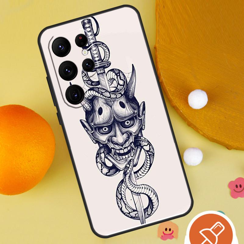 Samurai Oni Mask Phone Case For Samsung Galaxy S25 Ultra S24 S23 S22 Ultra S9 S10 S20 Plus S21 FE Funda Cover