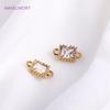 14K Gold Plated Mini Round/Square Connector For Bracelet Necklace Making Fittings,Inlaid Zircon Jewelry Connector Wholesale