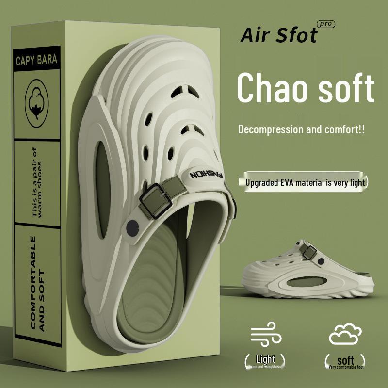 

Мужские дышащие садовые клоги: Повседневные пляжные сандалии на толстой подошве, шлепанцы с круглым носком, летняя обувь. 42-43(26.5cm)