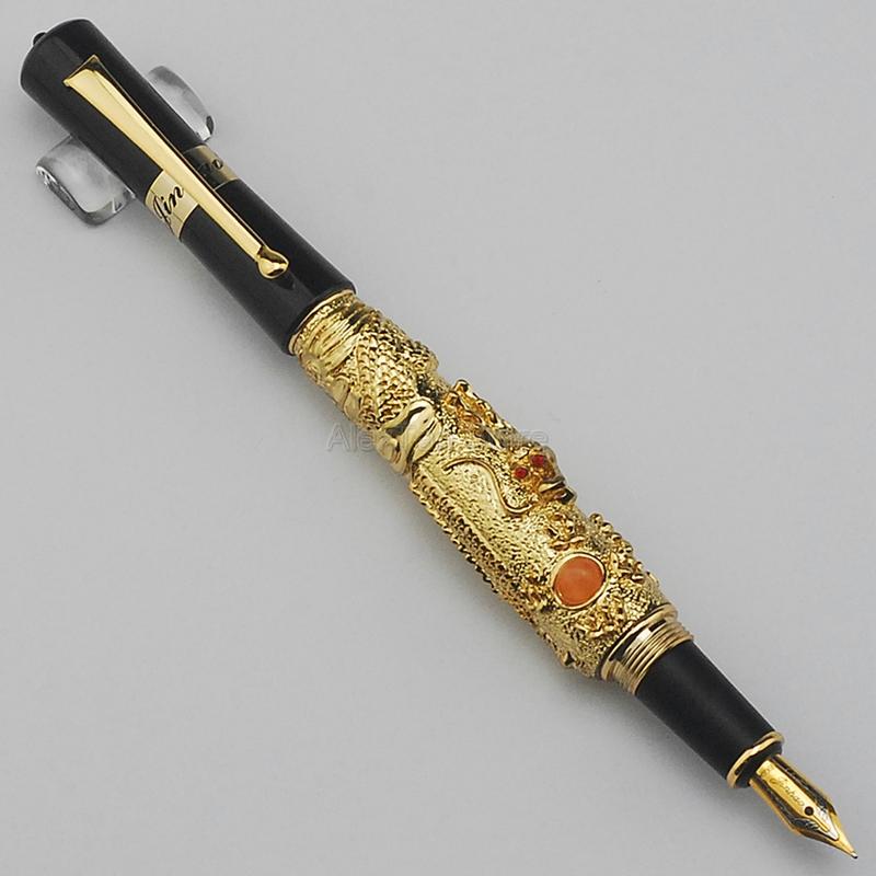 

Jinhao Летающий Дракон Старинная Перьевая Ручка, Металлический Рельеф Иридиевое Тонкое Перо Благородный Золотой Цвет Деловая Для Офиса и Школы золотой