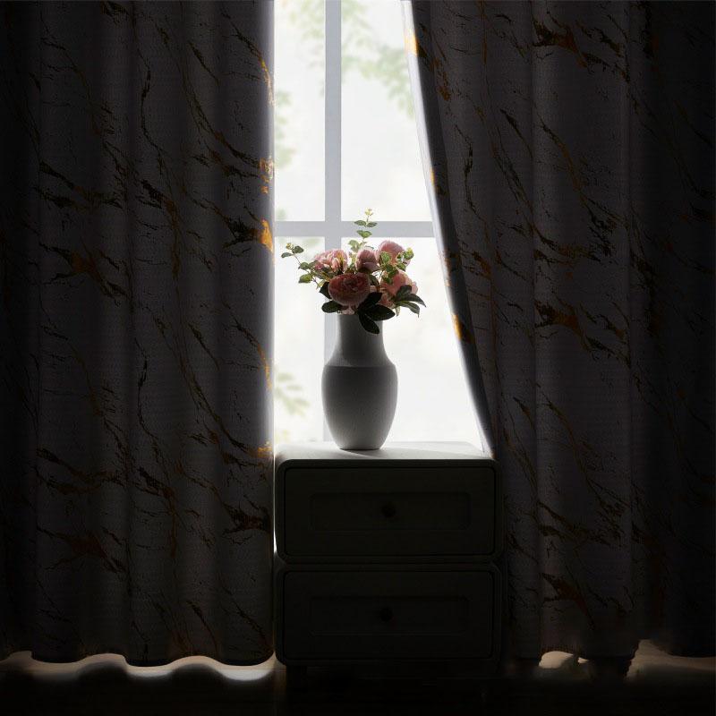 2pcs 100% Blackout Luxury Curtains - Gold Foil Jacquard with High Precision Weave Thickened Window Decor