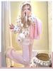 Winter 2025 Women's High-Waisted Pink Fleece-Lined Micro-Flare Sweatpants - Petite Size.
