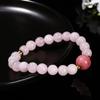 Women's Pink Crystal Bead Bracelet with Red Pattern - Lucky Stone Jewelry Gift
