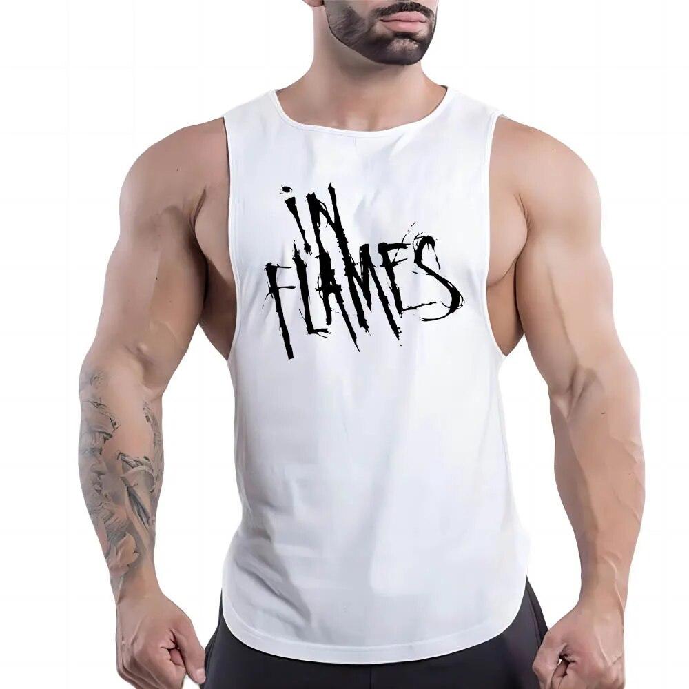 Summer Men'S Round Neck Fitness Vest English Letter Printed Men'S Outdoor Comfortable Breathable Lightweight Shirt Quick Dry
