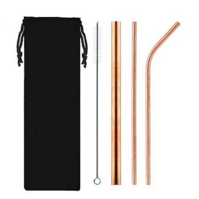 Factory Price 4pcs/Bag Reusable Drinking Straws with Bag 4pcs In 1 Bar Party Accessory 304 Stainless Steel Sturdy Drinks Straw