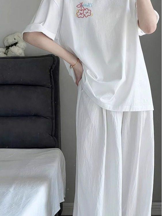 Camiseta Feminina de Verão Algodão Plus Size Estilo Retrô Americano com Estampa Divertida