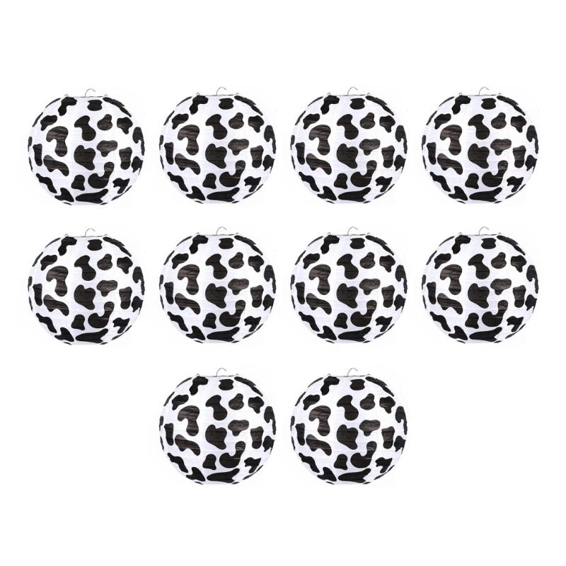 

10Pieces Cow Lanterns Hanging Ornament Party Lanterns Paper Texture Suitable for Indoor and Outdoor Party Themes S