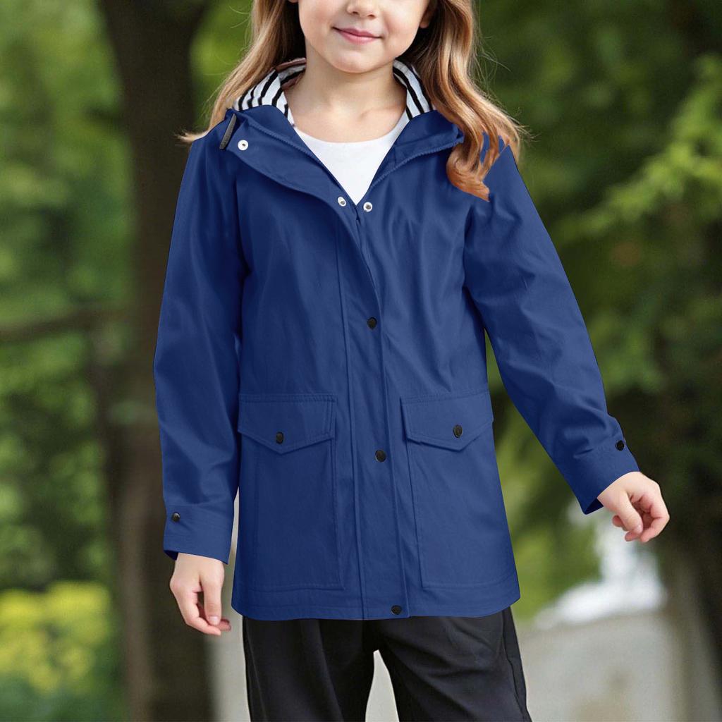 Girls' Outdoor Hiking Waterproof Hooded Jacket