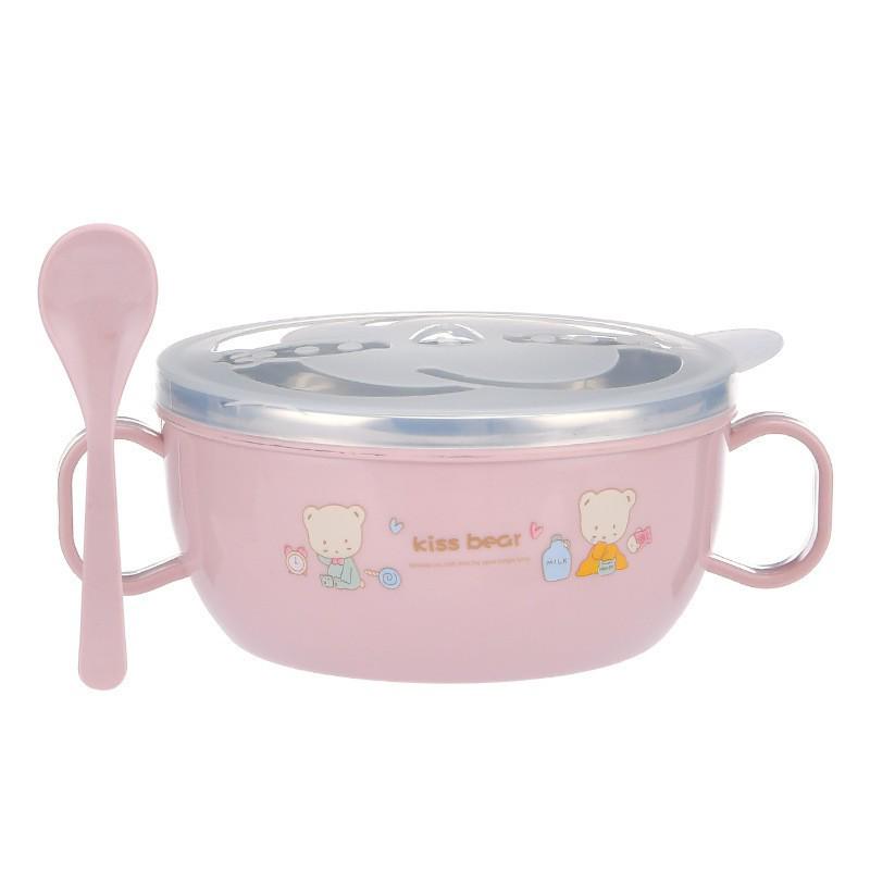 

Stainless Steel Insulated Cartoon Bowl for Kids with Double Handles & Lid, 350ml