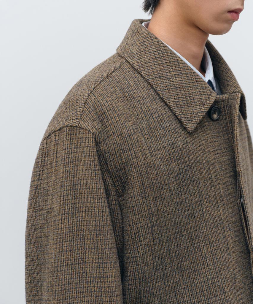 Musinsa Standard Wool Blend Tweed Oversized Half Balmacaan Coat [Brown]