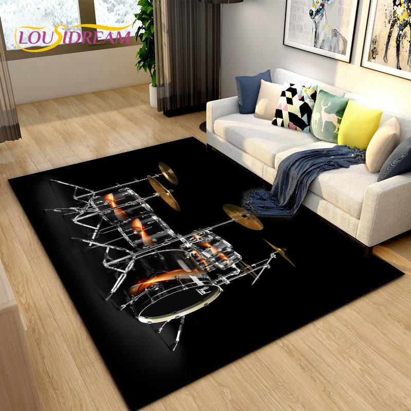 Drum Kit Music Instruments Area Rug Large,Carpet Rug for Living Room Bedroom Sofa Doormat Decoration,Kitchen Non-slip Floor Mat