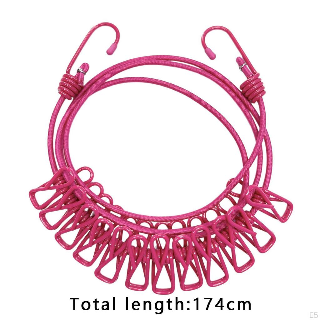 Camping-Wäscheleine zum Trocknen, elastisches Seil, winddicht, funktioneller Kleiderbügel, Reise-Wäscheleine für Camper