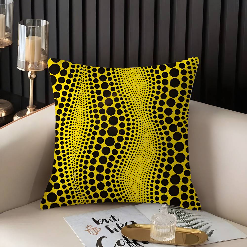 Yayoi Kusama Abstract Art Pumpkin Pillow Case Home Dorm Chair Back Short Plush Double-sided Printing Nap Time Cushion Cover