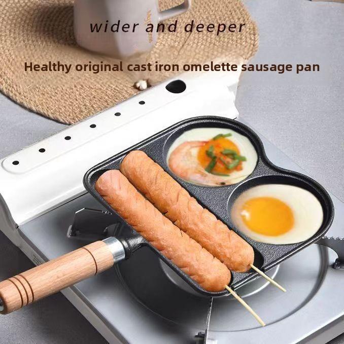 Cast Iron Hole Egg Pan Nonstick Breakfast Cooking Tool For Home Use