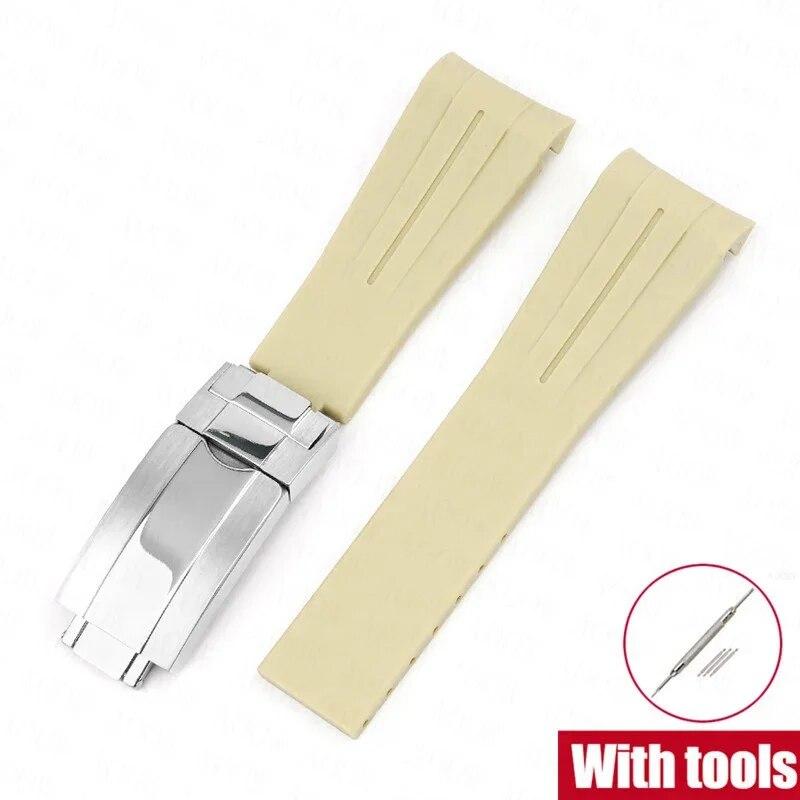 Rubber Watch Band Fit for Omega X Swatch Moonswatch 20mm Stainless Steel Folding Buckle Men Women Curved Replace Strap for Rolex