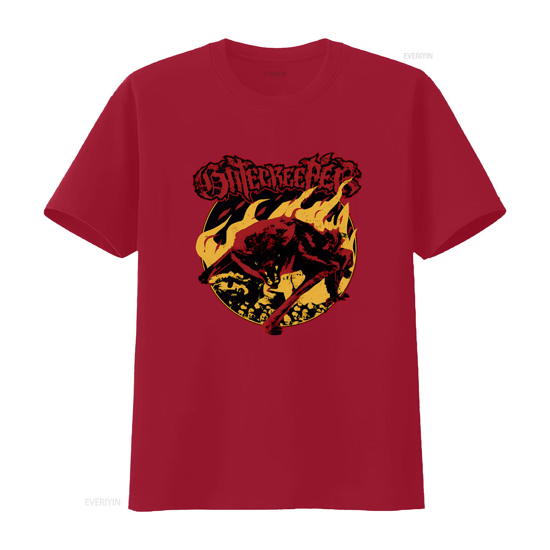 GATECREEPER Craving Flesh T Shirt Gothic Wolf Flame Design for vintage Washed Breathable graphic Stylish homme Unisex Soft S