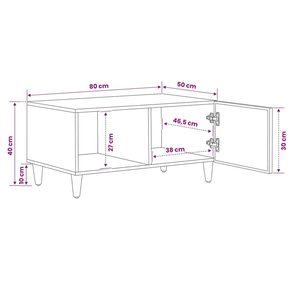 Coffee Table Brown 80 X 50 X 40 Cm Solid Mango Wood