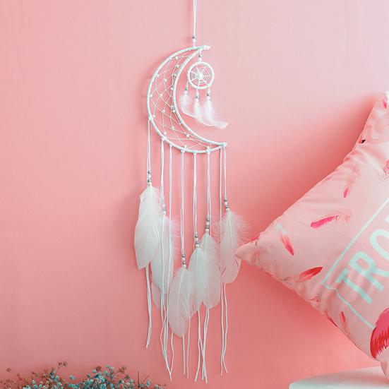 Moon Feather Dream Pendant Wall Catcher Hanging Home Dormitory Ornament Decor