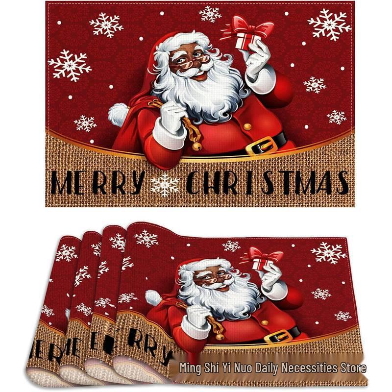 Christmas Snowman & Snowflake Plaid Insulated Placemat - Festive Table Decoration