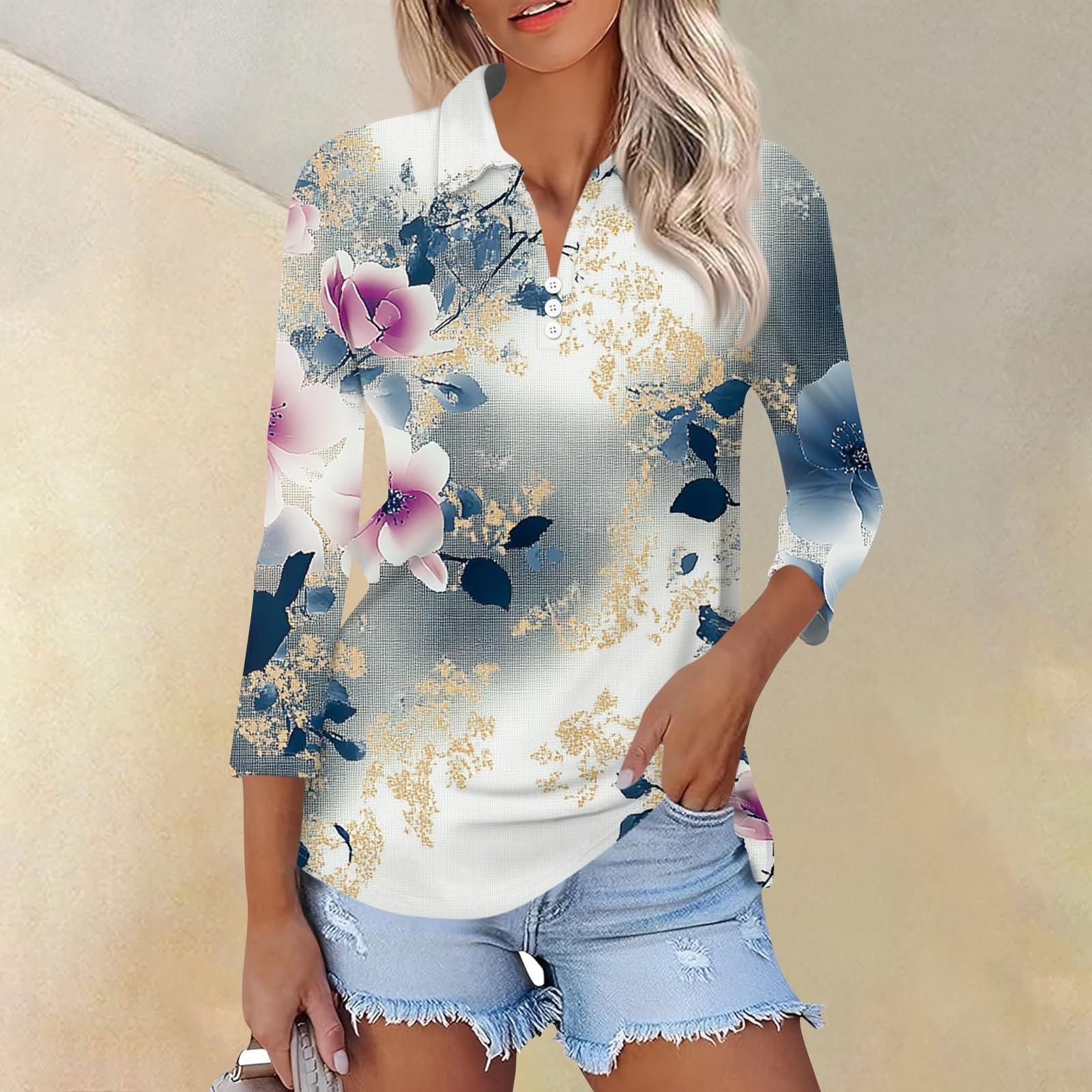 

Женская модная повседневная рубашка с отворотом и рукавом 3/4, женские топы на пуговицах XXXL