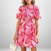 Spring New Women's Clothing Elegant and Fashionable High-waist Printed Midi Dress