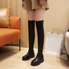 Small Inner Height Increase Over Knee Boots New Black Leather Boots Fat Mm Boots Thick-soled Knight Boots Children