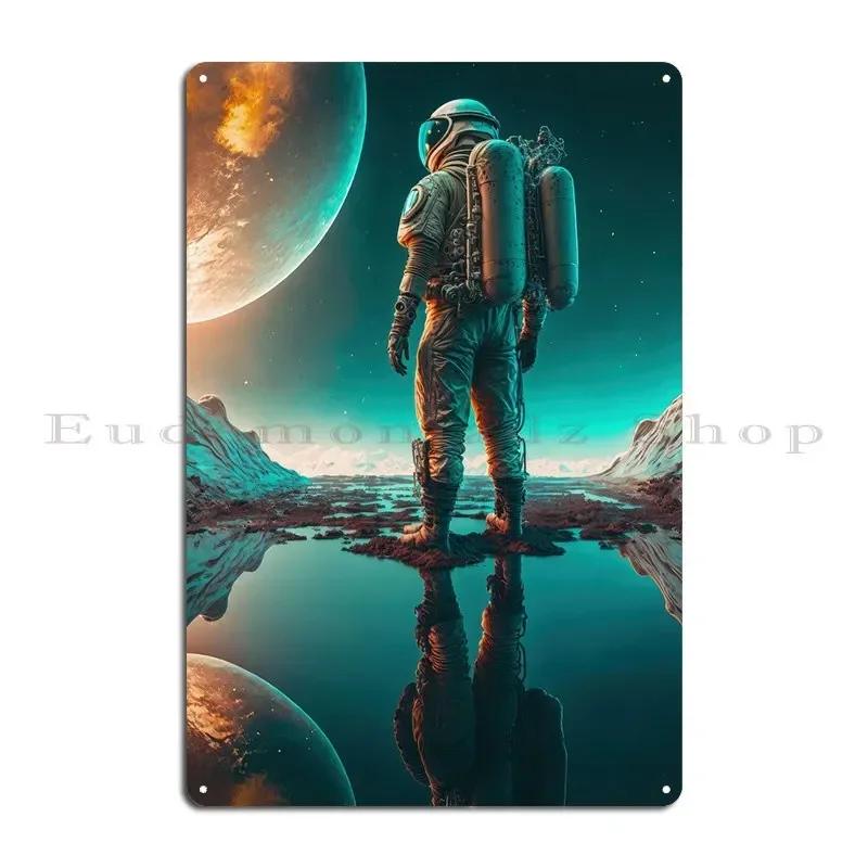 Astronaut On New Planet Metal Signs Living Room Club Party Club Iron Garage Tin Sign Poster