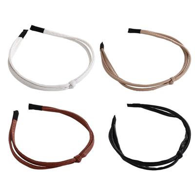 Women Hairpin Hair Clip Gilrl Headband Knotted PU Leather Headband Female Hair Accessories Thin Hair Band Korean Style Headwear
