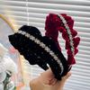 Elegant Shiny Rhinestone Headband Sweet Women Sequin Hairband Velvet Pleated Hair Hoop  Female
