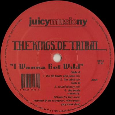 12inch Record KINGS OF TRIBAL  I Wanna Get Wild JR023 JUICY RECORDS 1998 US Dance  Electronica Used