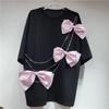 3D Bowknot Solid Cotton T-Shirt Frauen Süße Strass O-Ausschnitt Kurzarm Shirts Weibliche Neue Frühlingsmode Design Tops