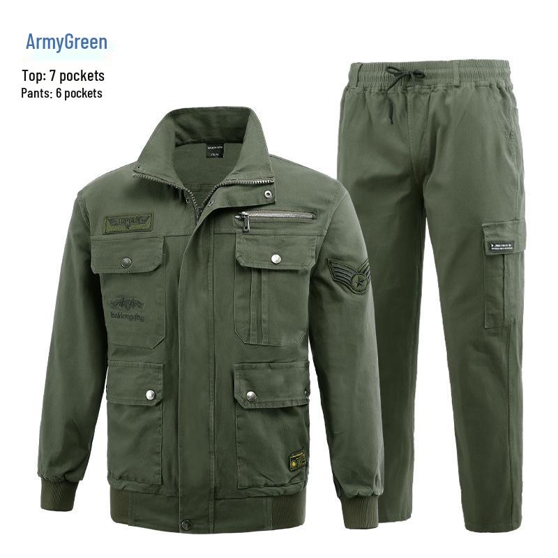 Unisex Elastic Workwear Set: Camouflage, Wear & Dirt Resistant, Pure Cotton for Welding, Construction, Auto Repair Size 170