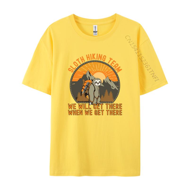 Retro Sloth Hiking Team We Will Get There Tshirt Graphic TShirt Normal High Quality Men Tops Tees Normal Cotton