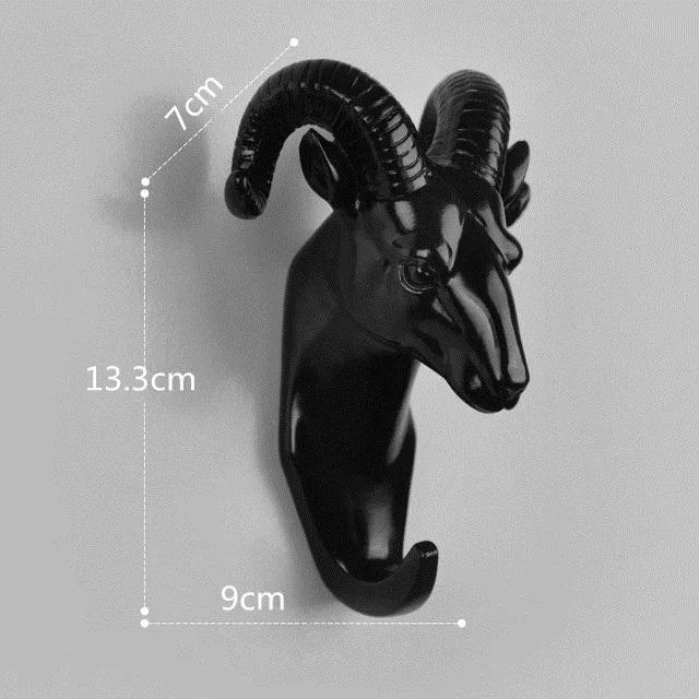 Home Decorate Wall Art Hook Resin Simulation Animal Head Craft Storage Hanger for Clothes Keychain Hat Room Decoration Accessori