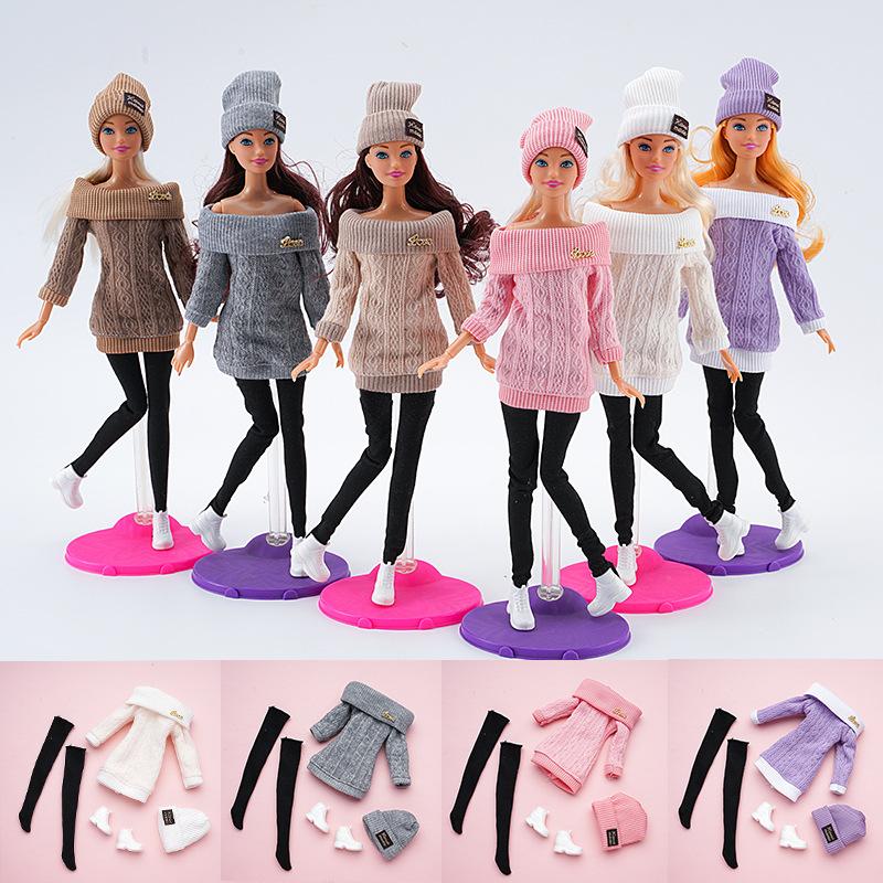 New 6'30cm Doll 11 Inch Mini Baby Clothes Fashionable Wool Jumpsuit Hat Pants Toy