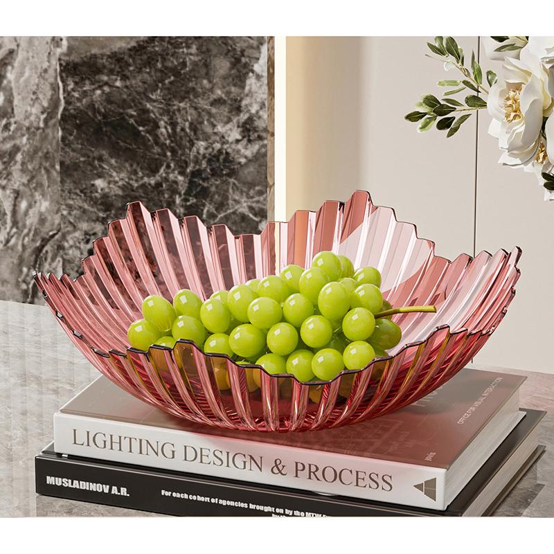 Luxury Vertical Ribbed Flower-Shaped Fruit Bowl