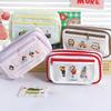 Lovely Circus Flip Pencil Case Pen Bag Minimalist Cartoon Animal Dalmatlans Croissant Multi-Layer Stationery Pouch