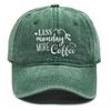 LESS monday MORE Coffee" Print Snapback Baseball Hat, Sports Hat Slouchy Distressed Solid Casual Adjustable Baseball Cap