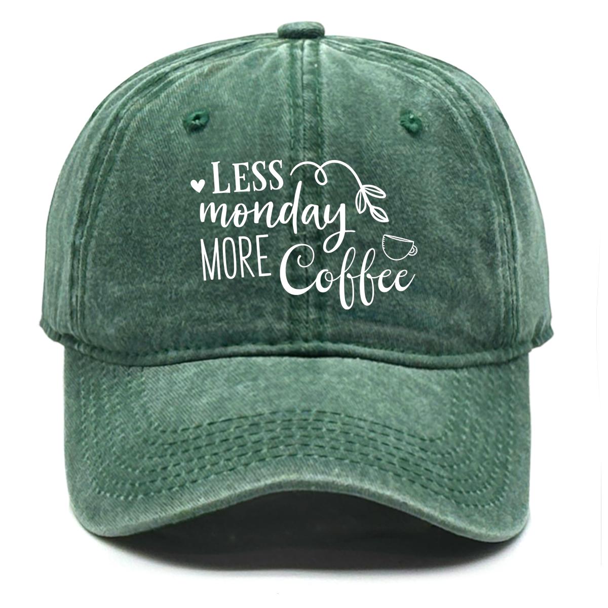 

LESS monday MORE Coffee Print Snapback Baseball Hat, Sports Hat Slouchy Distressed Solid Casual Adjustable Baseball Cap as the picture зелёный