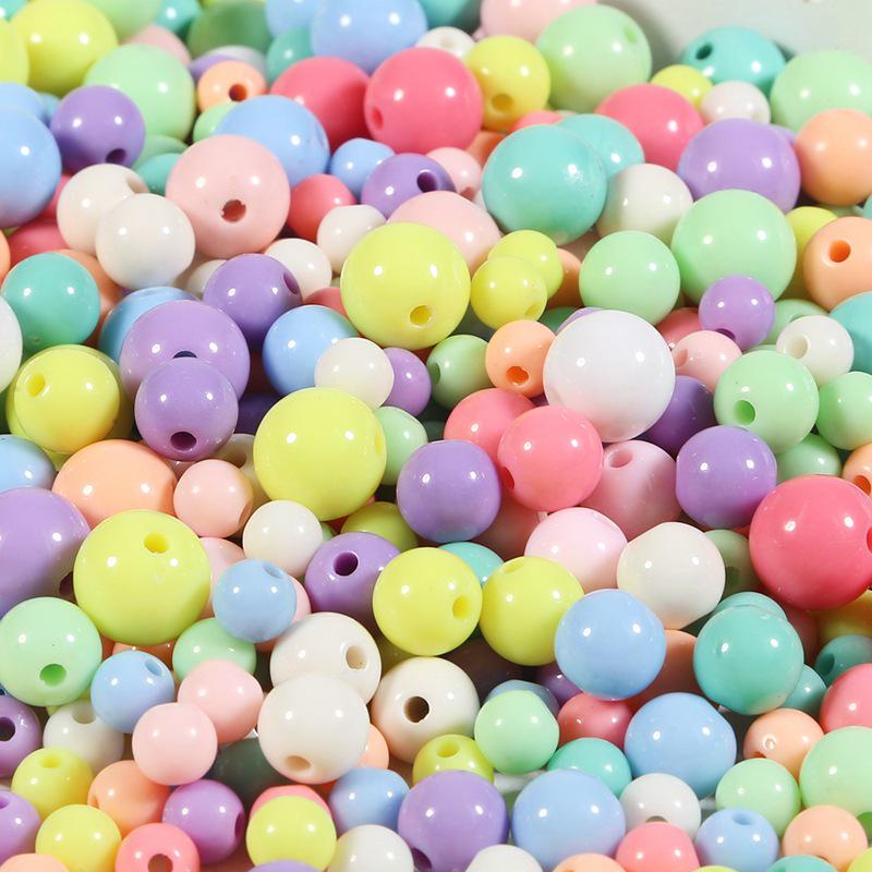 Acrylic Round Beads - Solid, Candy & Spring Colors for Children's DIY Projects