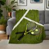 Tennis Rackets and Balls on CourtBlanket Flannel Throw Blanket for Sofa, Bed, Travel, Camping, Office, Couch, Chair, And Bed Gift for Christ