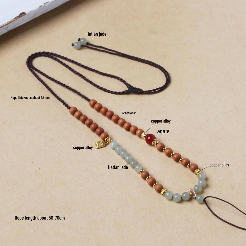 Women's Handmade Hetian Jade Woven Chain Necklace
