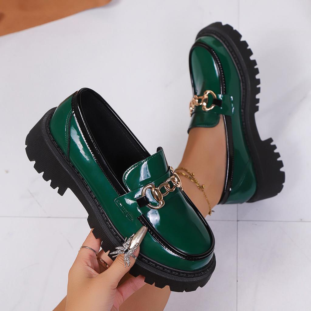 Small leather shoes women's British patent leather one-pedal loafers 2025 spring new single shoes soft-soled women's shoes