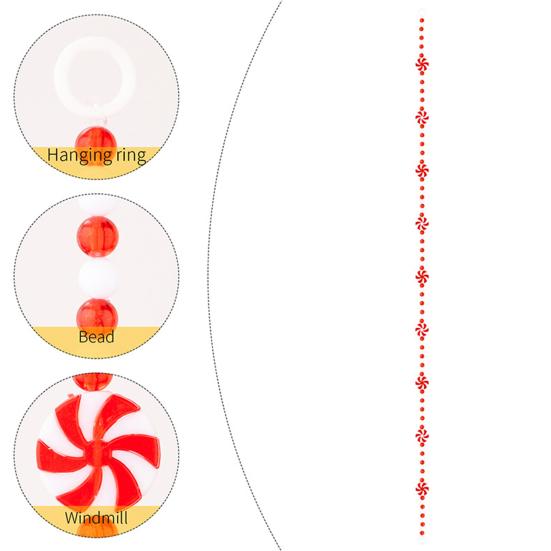 Christmas Candy Garland Plastic Peppermint Candy Bead Christmas Tree Garland for Xmas Tree Wreath Fireplace Holiday Party Supplies