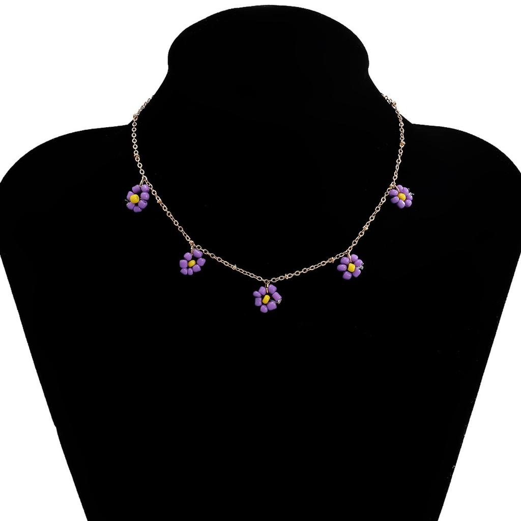 Accessories, Creative Hand-Woven Beaded Colored Rice Bead Necklaces, Simple And Fashionable Small Daisy Fringed Necklaces