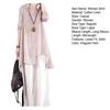 Women Shirt Lapel Long Sleeve Single Breasted Shirt Tops Irregular Hem Solid Color Mid-length Leisure Shirt