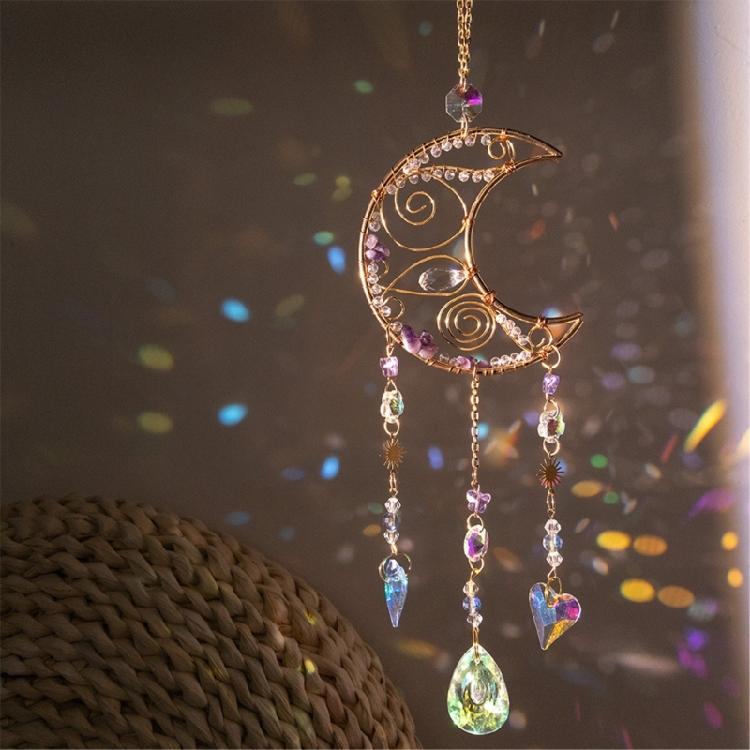 Moon Love Heart Charm Dreamcatcher Garden Window Decorations Crystal Pendant