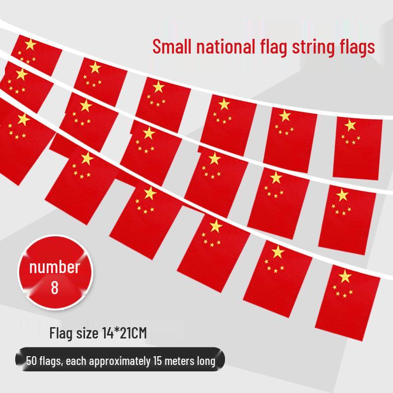 National Flags Set: Hand-Waving Flag, String Flag, Small Red Festival Flags for Outdoor Parties and Decorations